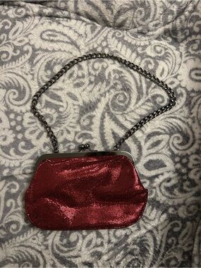 Express Red Sequin Chain Clutch